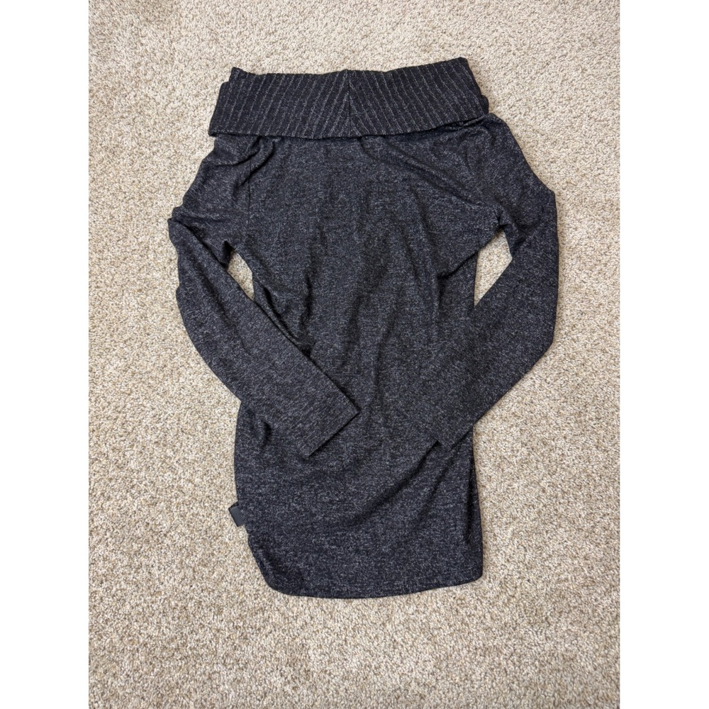 White House Black Market Cowl Neck Sweater Gray Marl Side Bow Knit Top Medium - Picture 6 of 6
